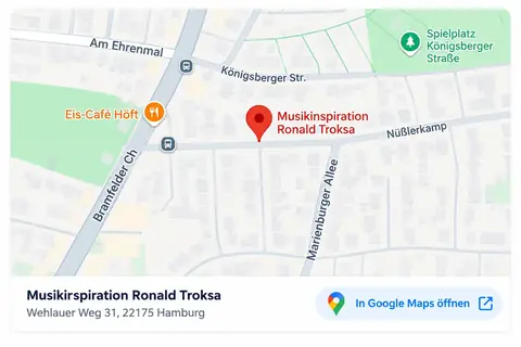 Kartenvorschau zur Anfahrt zu Musikinspiration, Wehlauer Weg 31 in Hamburg-Bramfeld